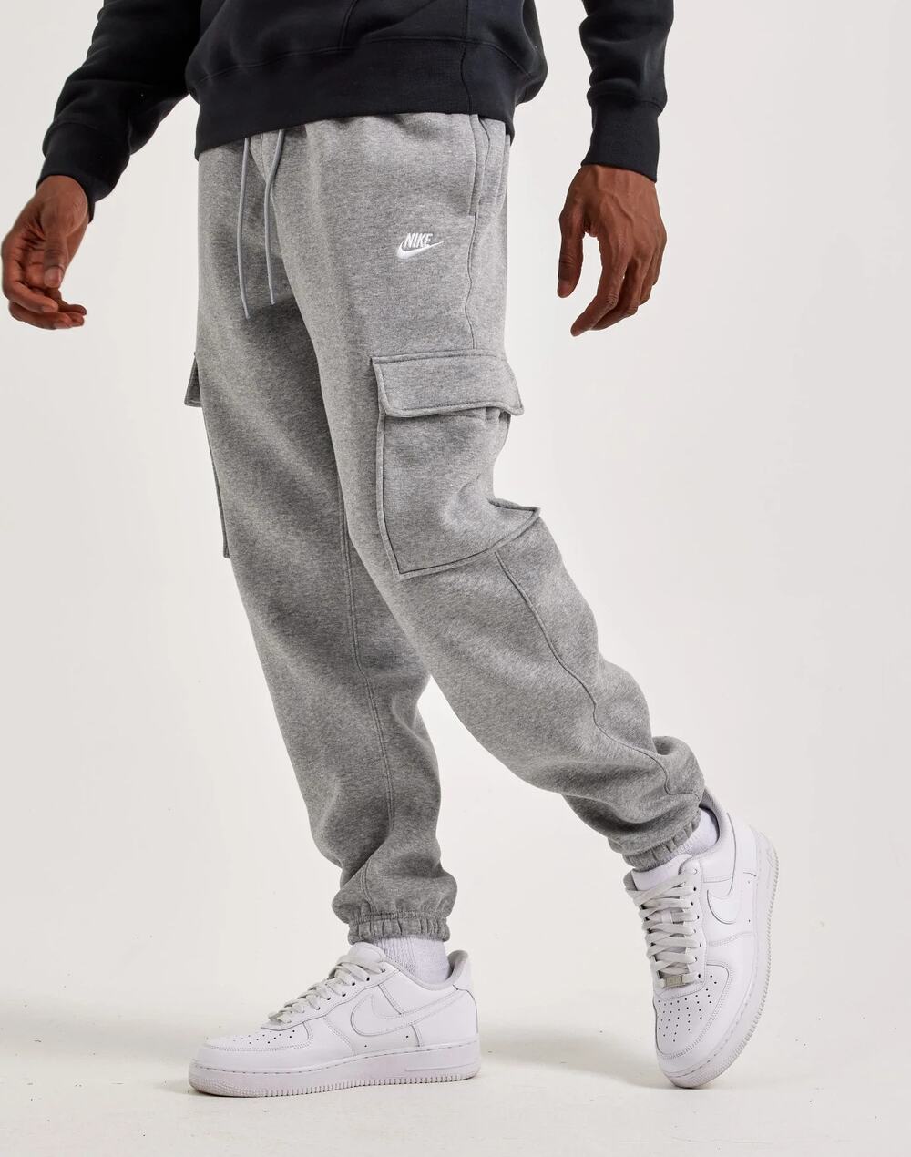 Nike Pants Men M Gray Heather Club Fleece Cargo Cuffed Jogger Sweats FN3805 063